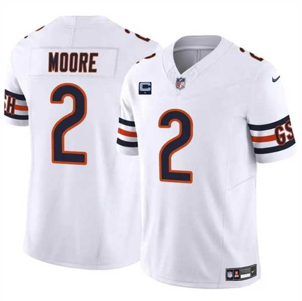 Men & Women & Youth Chicago Bears #2 DJ Moore White 2024 F.U.S.E. With 1-star C Patch Vapor Untouchable Limited Stitched Jersey